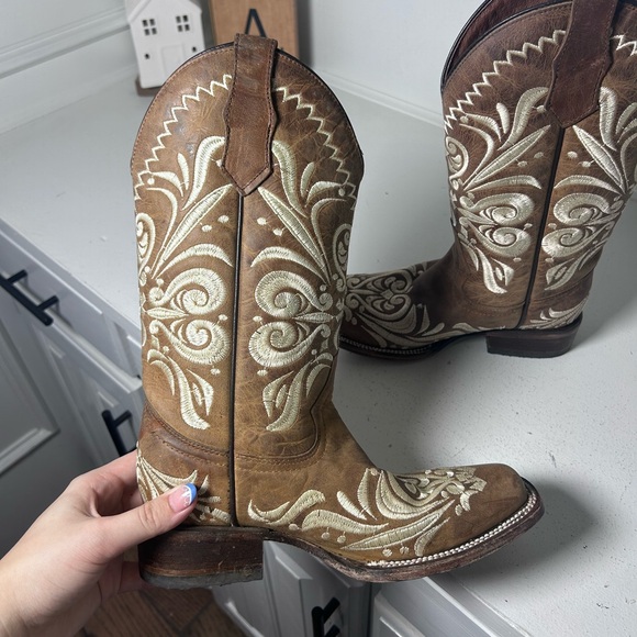 Circle G Brown Embroidered Western Cowboy Boots Women 6.5 Leather Rodeo - Picture 6 of 8